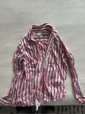 Rails Red/Pink & White Striped Button-Down Shirt